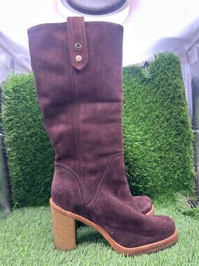 UGG Josie Tall Riding Boot Women's 7 Brown Suede Knee High Block Heel Equestrian